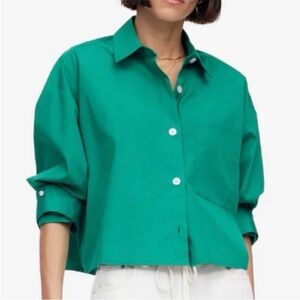 NWOT Madewell Green Croppd Button-Up Shirt